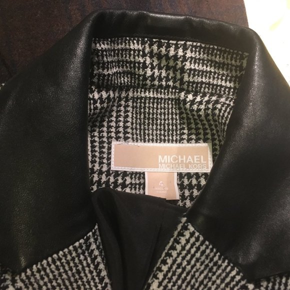 Michael Kors houndstooth blazer w leather details - Picture 11 of 11